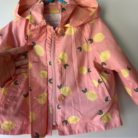 ๐ผ 5/$25 Rise Little Earthling Baby Girl Pink Lemon Fruit Print Rain Jacket 6-12M - Picture 9 of 15